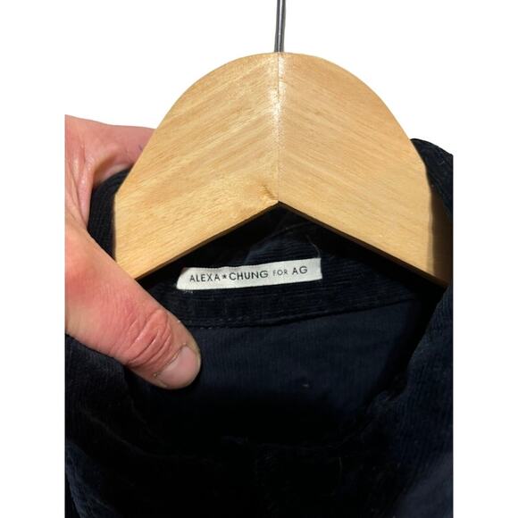 Alexa Chung AG dress navy blue corduroy Pixie long sleeve A-line shirtdress sz M - Picture 3 of 7